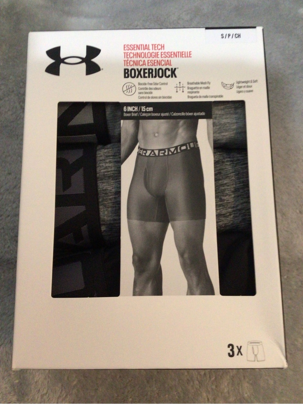 UNDER ARMOUR~Men’s Boxerjock 3-Pack~Black/Gray~Small(29-31)~NEW in BOX